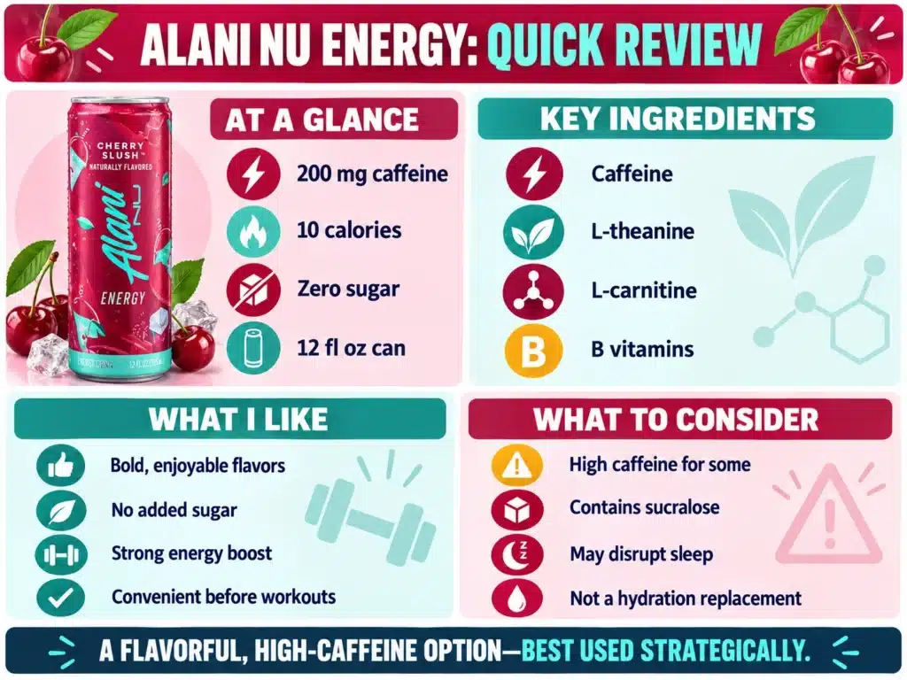 Alani Nu Energy Drinks Quick Review Infographic.webp