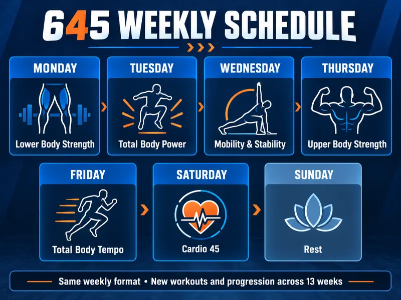 645 Workout Program Weekly Schedule