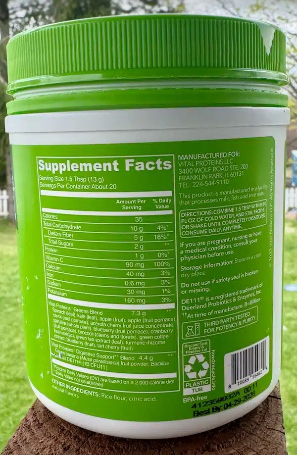 Vital Proteins Daily Greens Ingredients