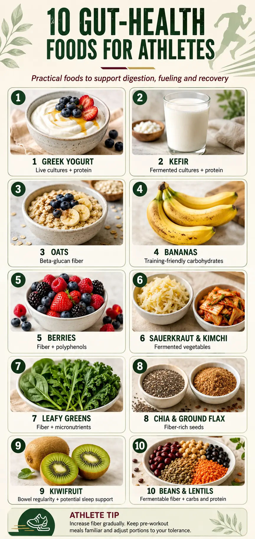 Top 10 Gut Health Foods for Athletes gut health foods for athletes infographic