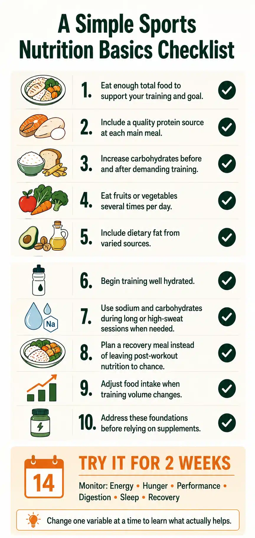Simple Sports Nutrition Basics Checklist