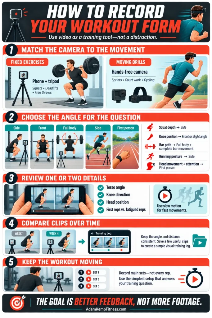 how to record yourself while working out infographic