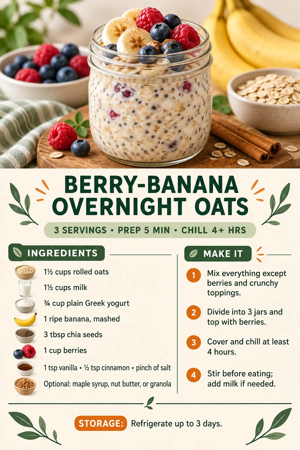 Berry-Banana Overnight Oats Recipe
